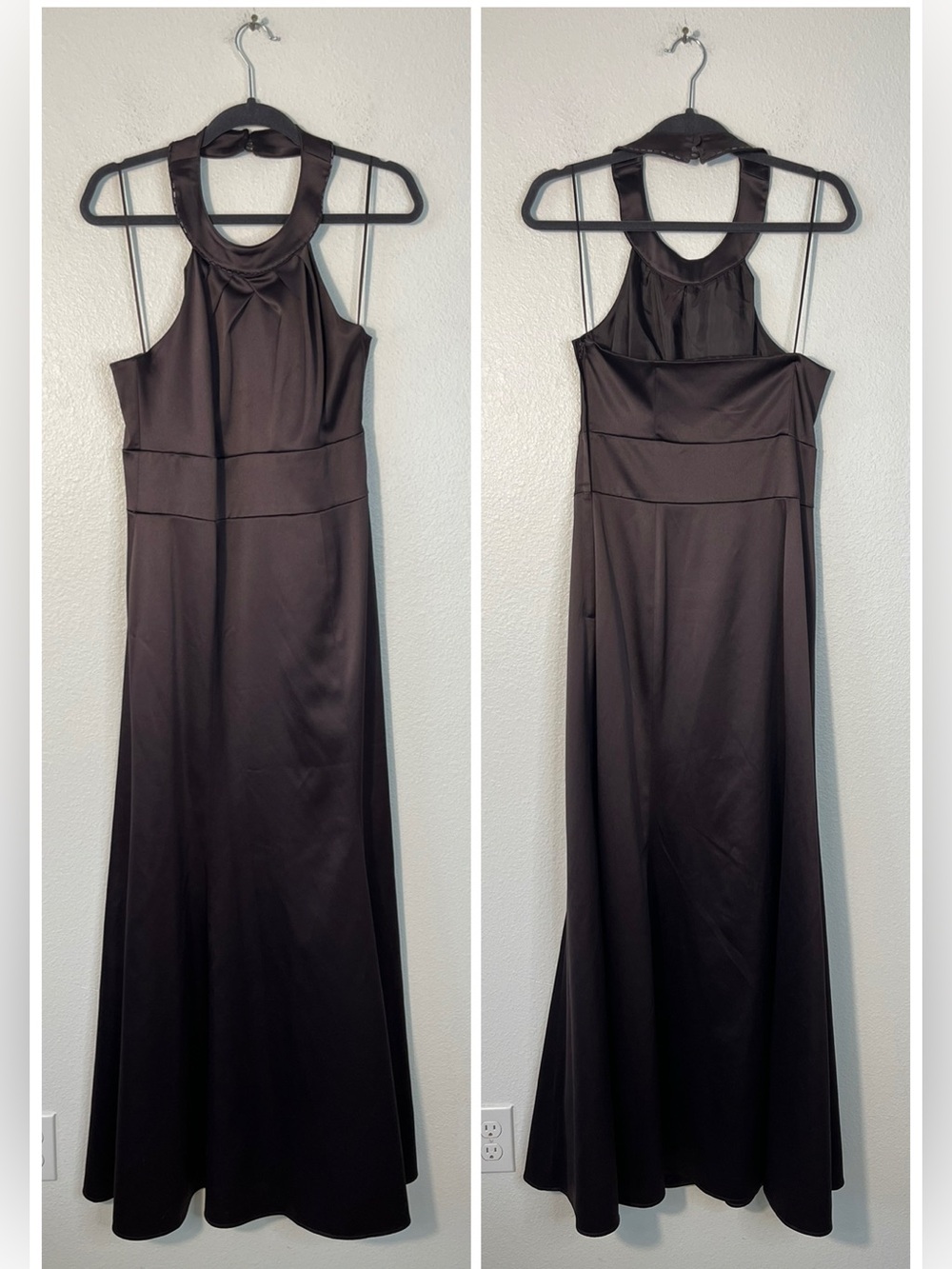 Next Elegant Chocolate Brown Halter Neck Evening Prom Dress Size 12 Grunge Fairy